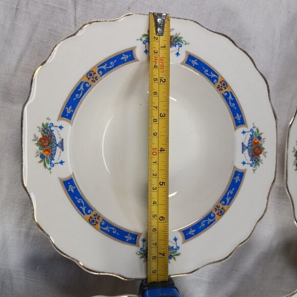 Myott Soup Bowls Fruit in Urn Set of 5 MYO100 Blue Band Scalloped Edge England - Picture 7 of 8